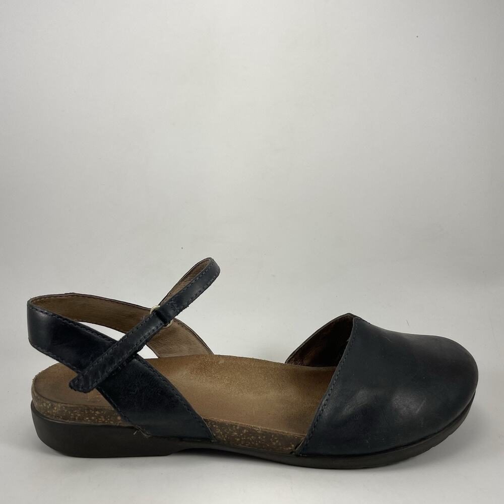 Dansko Rowan Slingback Sandals Womens EU 41, US 10.5-11 Black Waxy Burnished